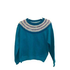 Vintage 2020 crochet top teal Crew Neck Sweatshirt Adult Size medium m